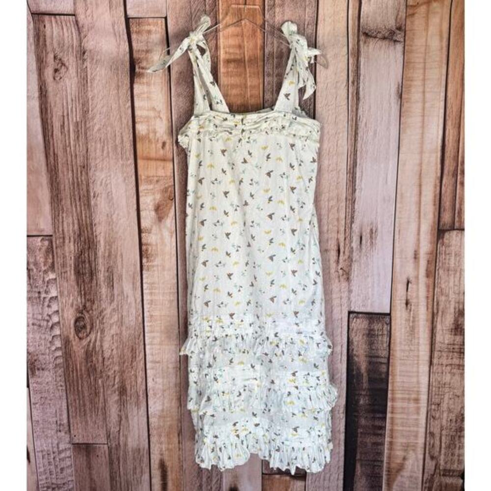 Cleobella Dress Cotton‎ Floral Cottagecore Ruffle Midi Tie Strap Romantic Small